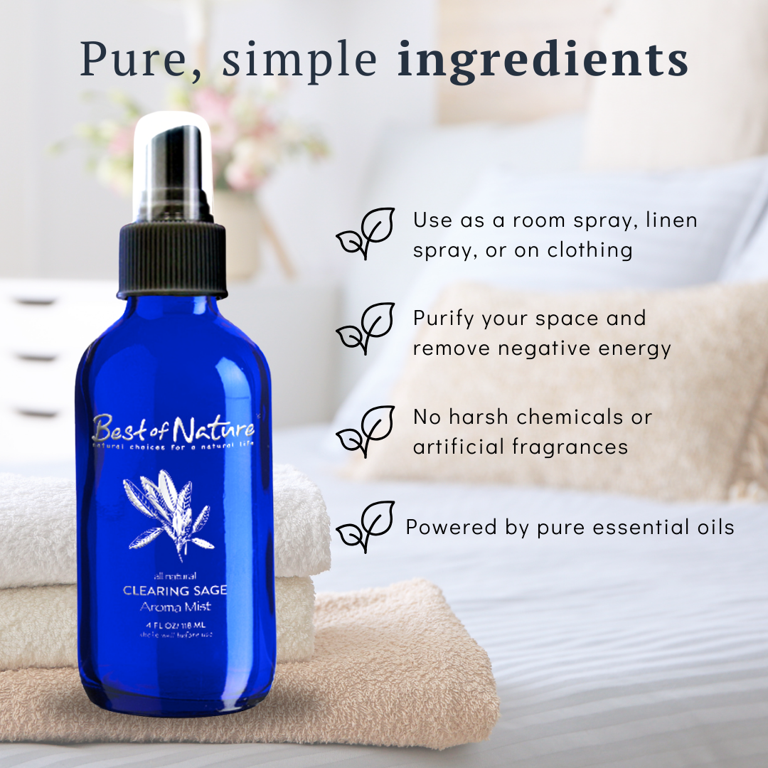 Clearing Sage Essential Oil Aroma Mist Room Spray Best of Nature