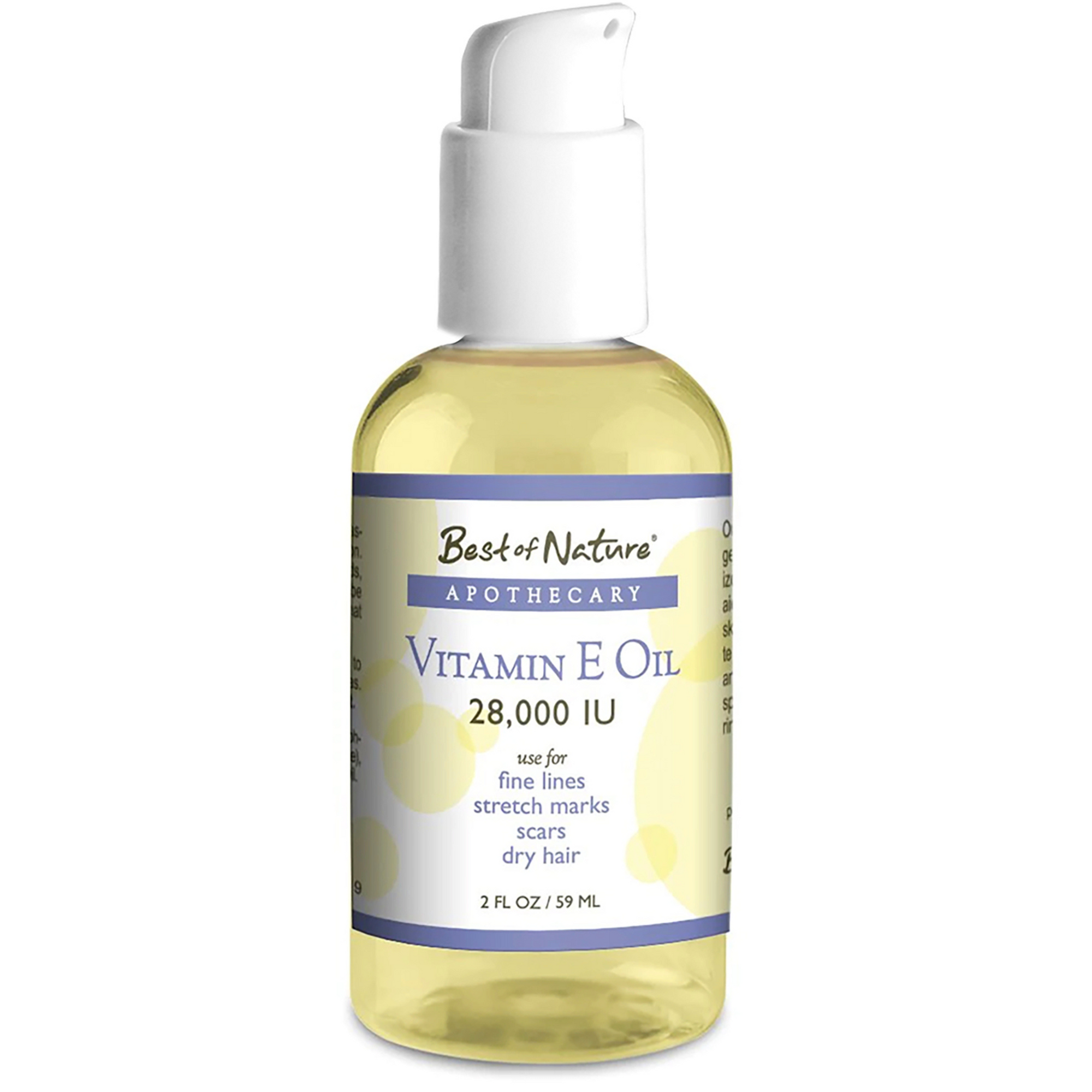 Best of Nature Vitamin E Oil in bottle, rich in antioxidants to moisturize skin, reduce scars, and promote a healthy glow.