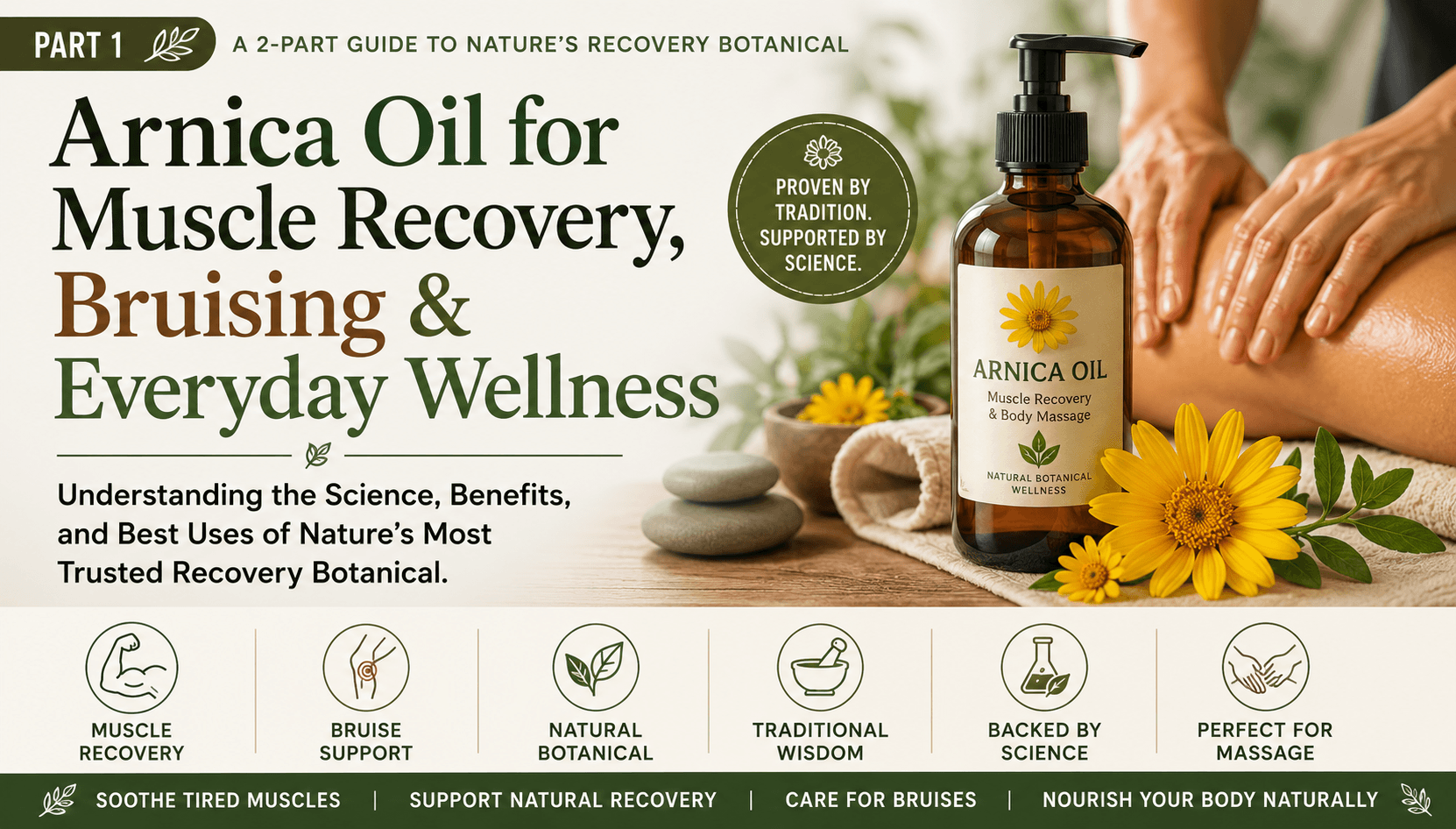 Arnica Oil for Muscle Recovery, Bruising & Everyday Wellness (Part 1). Arnica Oil for Muscle Recovery, Bruising, Injury, Swelling.