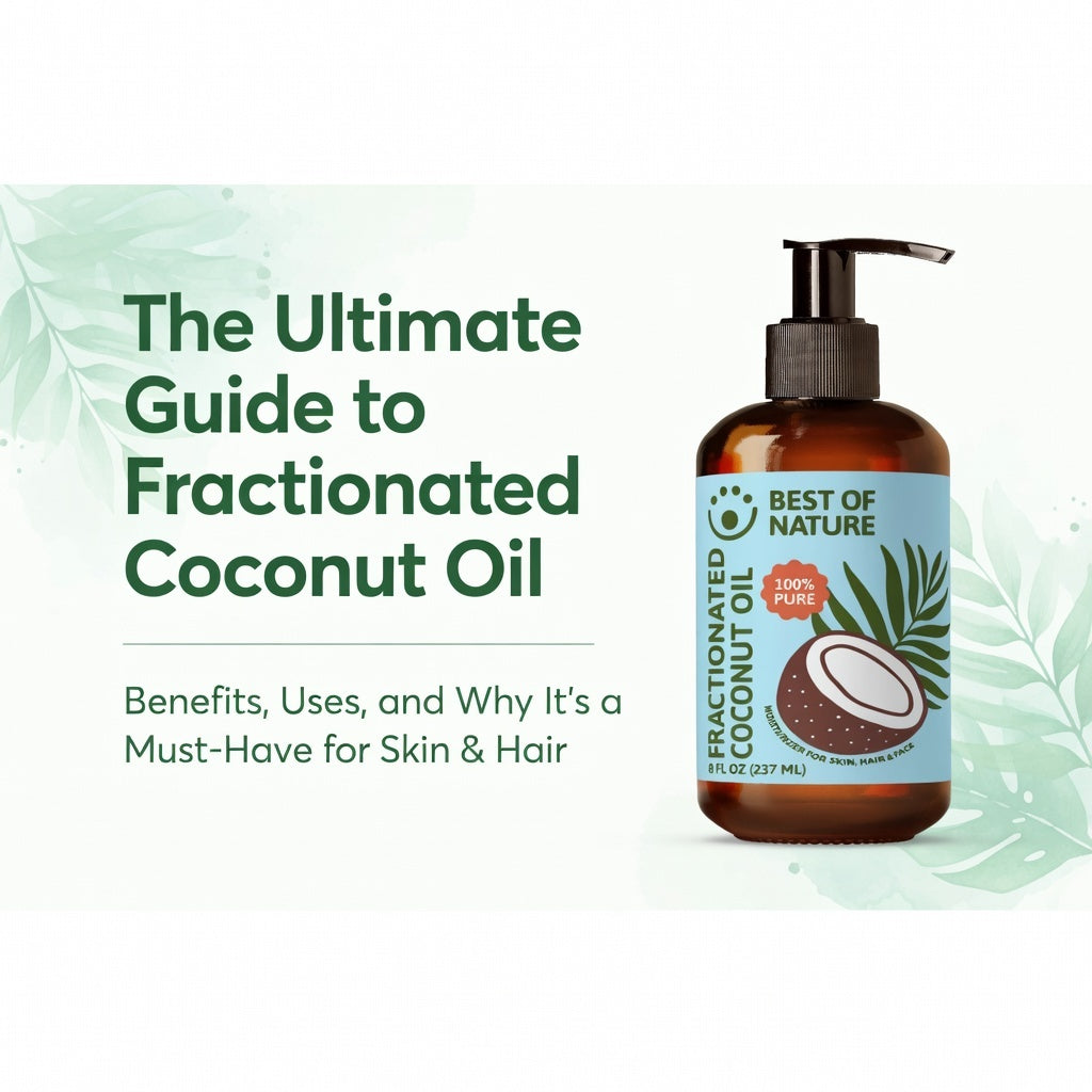 Ultimate Guide to Best of Nature 100% Pure and Natural Fractionated Coconut Oil. Benefits and Uses for Skin, Hair, Massage, Aromatherapy.