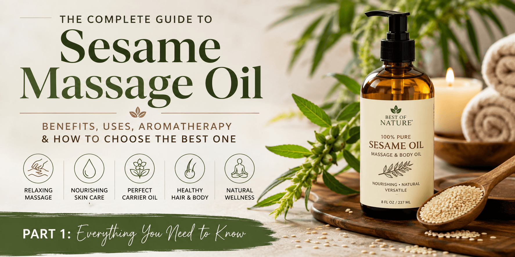 The Complete Guide To Sesame Massage, Body, Aromatherapy Carrier Oil