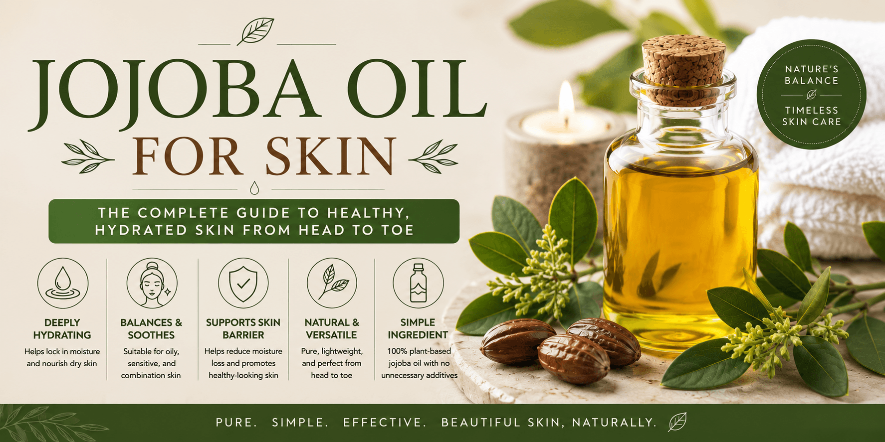 Jojoba Oil For The Skin. Complete Guide To Healthy, Hydrated, Moisturized Skin From Head To Toe.