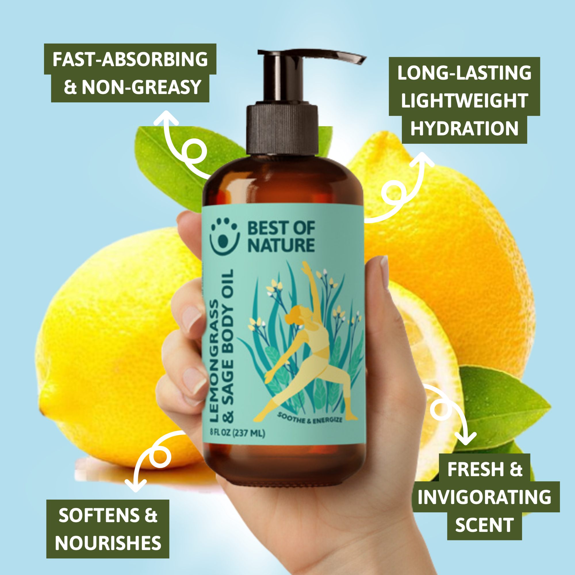 Lemongrass and Sage Aromatherapy Massage &amp; Body Oil
