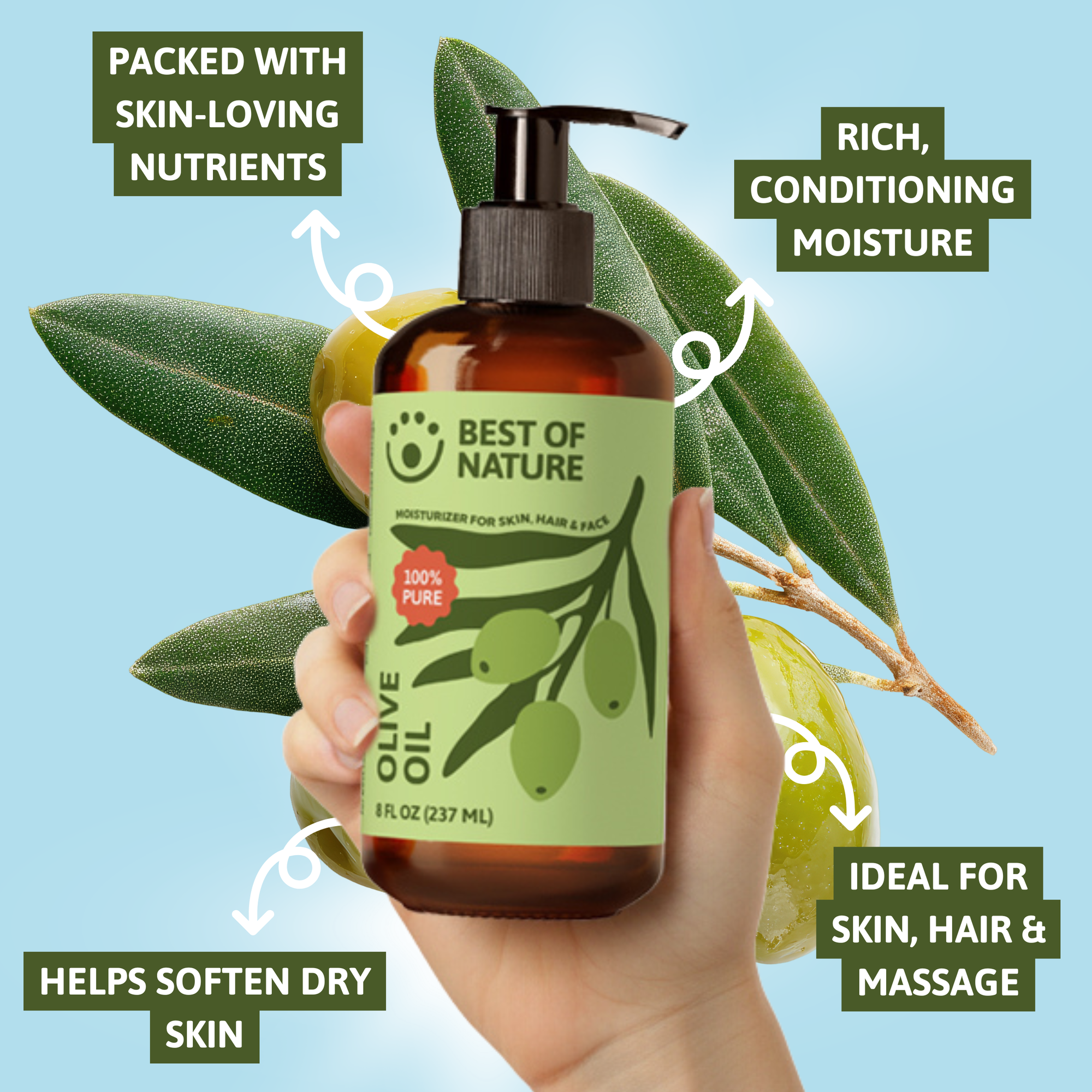 Olive Massage &amp; Body Oil - 100% Pure