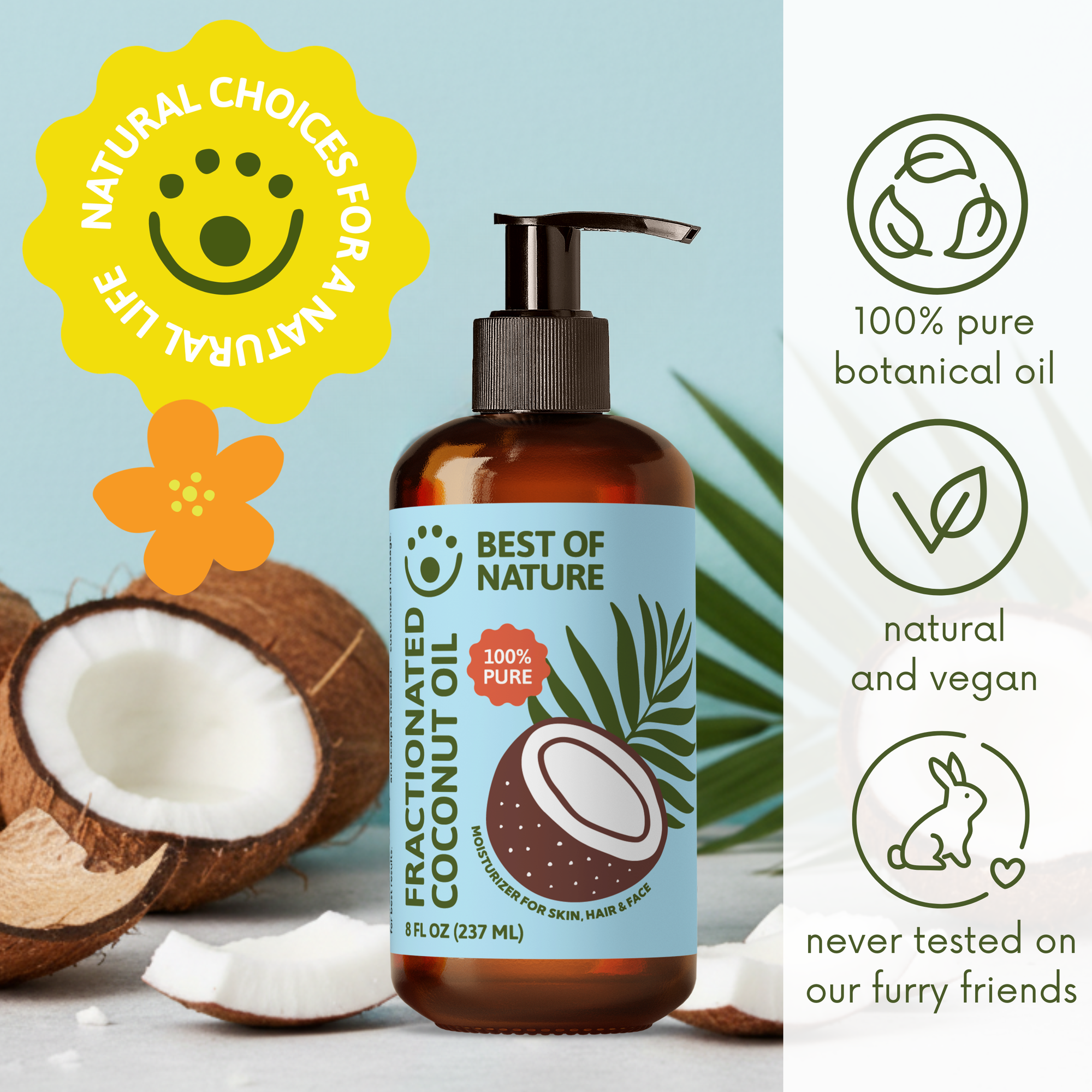 Fractionated Coconut Massage & Body Oil - 100% Pure Best of Nature Fractionated Coconut Massage & Body Oil - 100% Pure Best of Nature