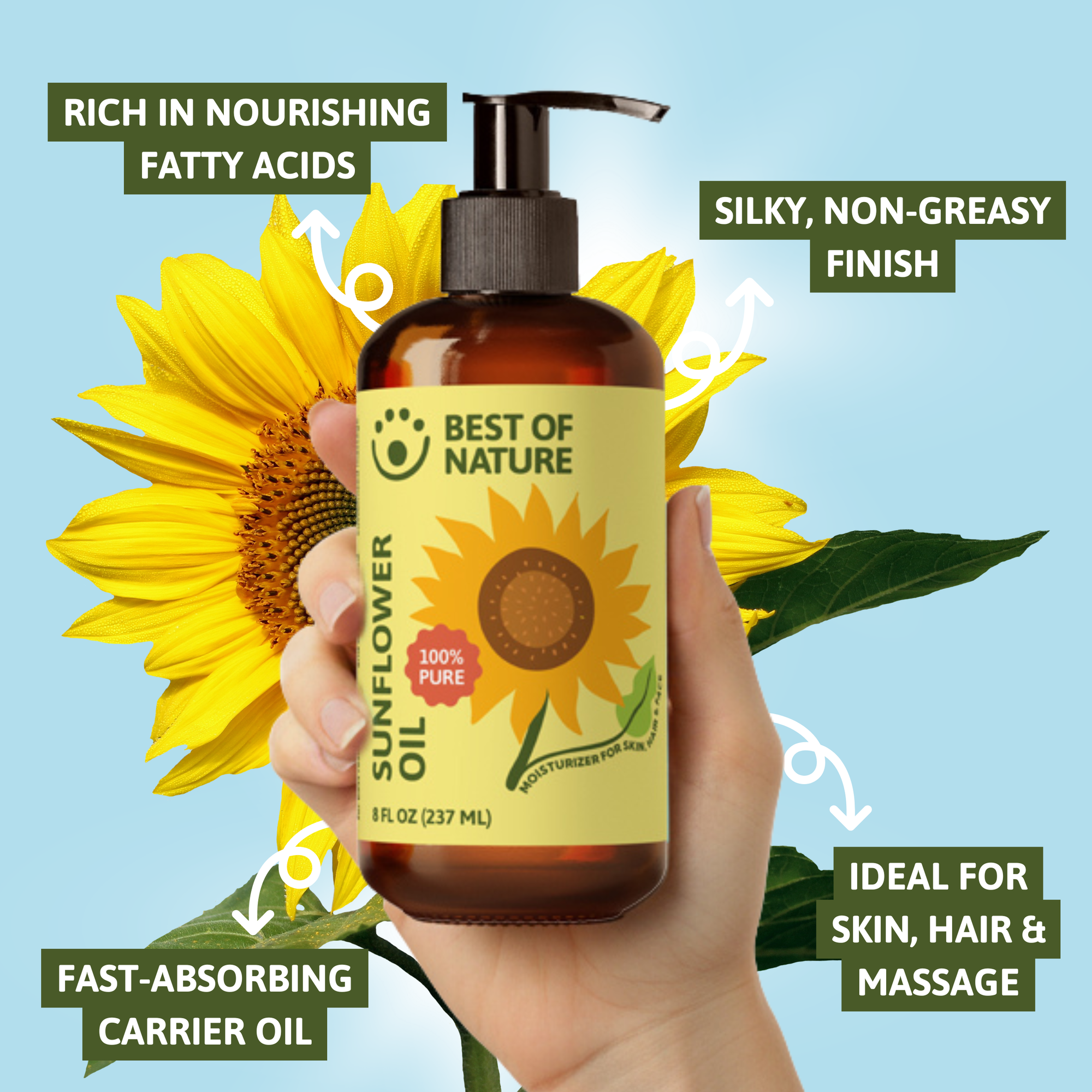 Sunflower Massage &amp; Body Oil - 100% Pure