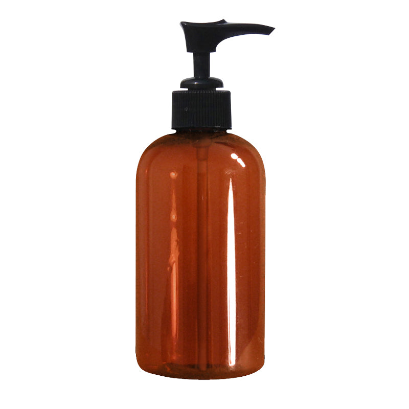 Amber Plastic Bottle with Pump - 8 oz - Spa &amp; Bodywork Market